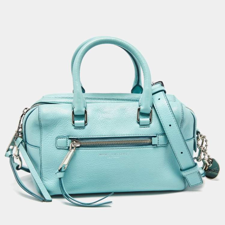 Pre Owned Marc Jacobs Blue Leather Recruit Bauletto Boston Bag