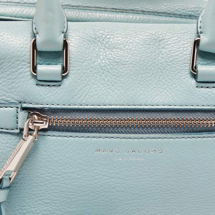 Pre Owned Marc Jacobs Blue Leather Recruit Bauletto Boston Bag