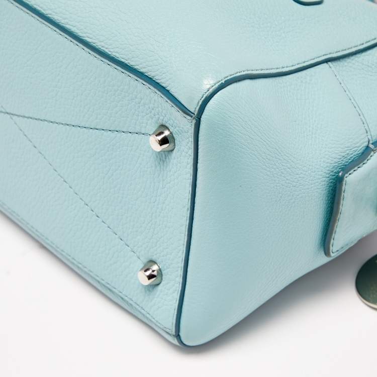 Pre Owned Marc Jacobs Blue Leather Recruit Bauletto Boston Bag