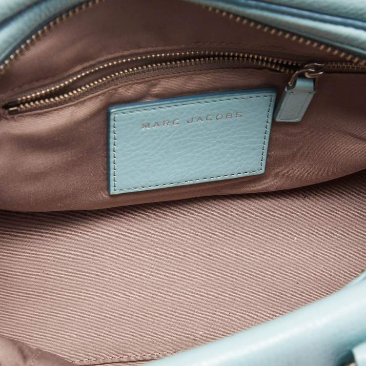 Pre Owned Marc Jacobs Blue Leather Recruit Bauletto Boston Bag