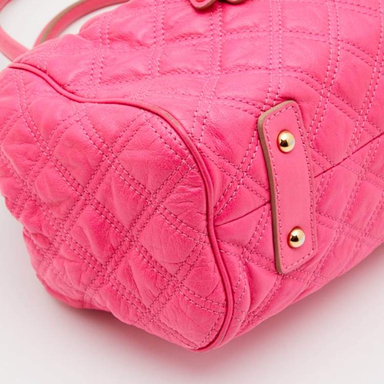 Pre Owned Marc Jacobs Neon Pink Quilted Leather Stam Satchel
