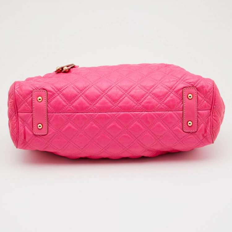 Pre Owned Marc Jacobs Neon Pink Quilted Leather Stam Satchel