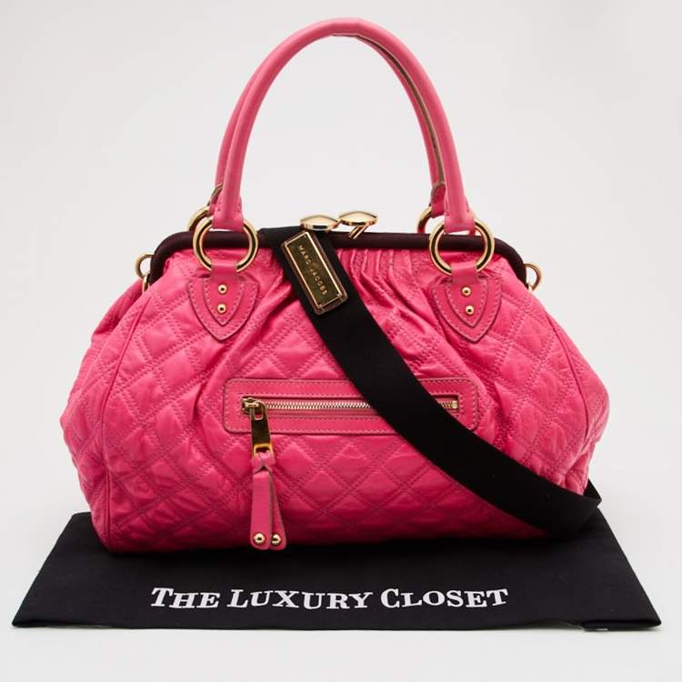 Pre Owned Marc Jacobs Neon Pink Quilted Leather Stam Satchel