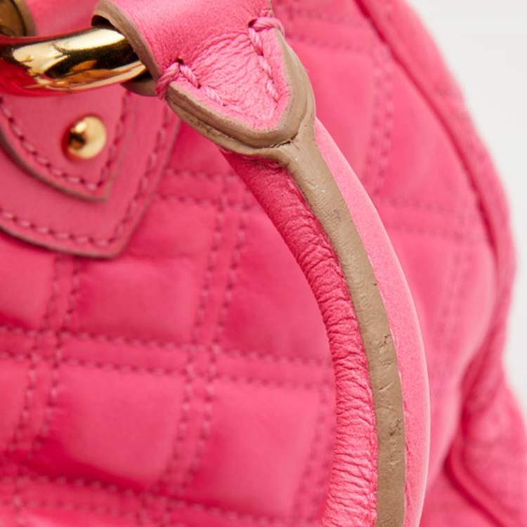 Pre Owned Marc Jacobs Neon Pink Quilted Leather Stam Satchel