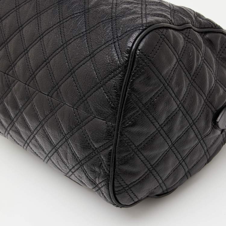Pre Owned Marc Jacobs Black Quilted Leather Glam Satchel