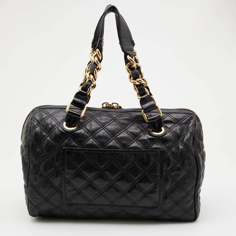 Pre Owned Marc Jacobs Black Quilted Leather Glam Satchel