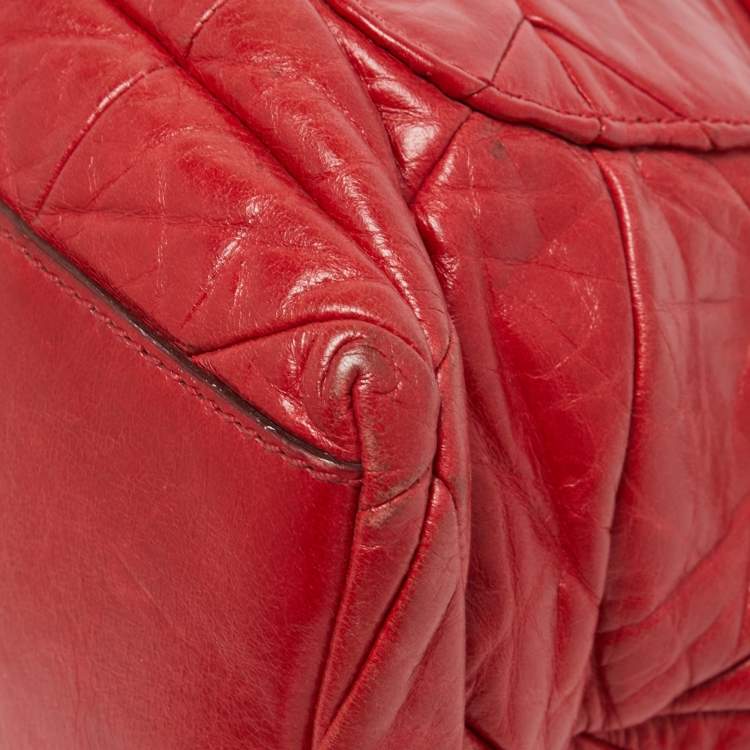 Pre Owned Marc Jacobs Red Quilted Leather Chain Satchel