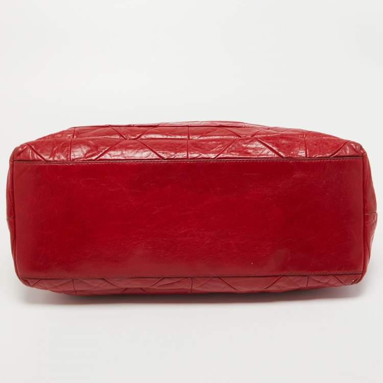 Pre Owned Marc Jacobs Red Quilted Leather Chain Satchel