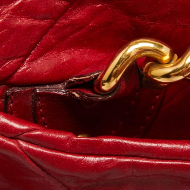 Pre Owned Marc Jacobs Red Quilted Leather Chain Satchel