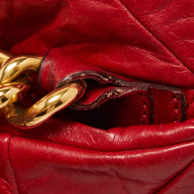 Pre Owned Marc Jacobs Red Quilted Leather Chain Satchel
