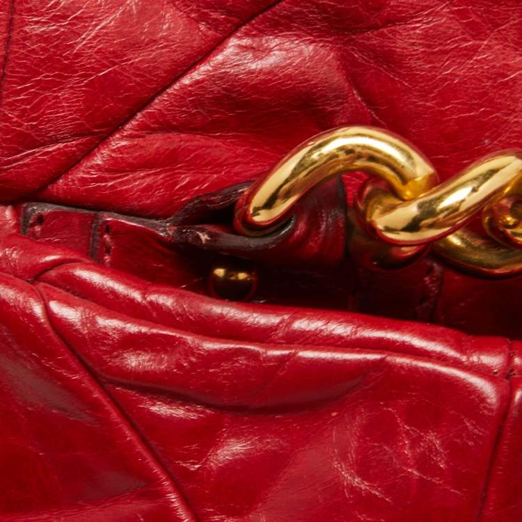 Pre Owned Marc Jacobs Red Quilted Leather Chain Satchel