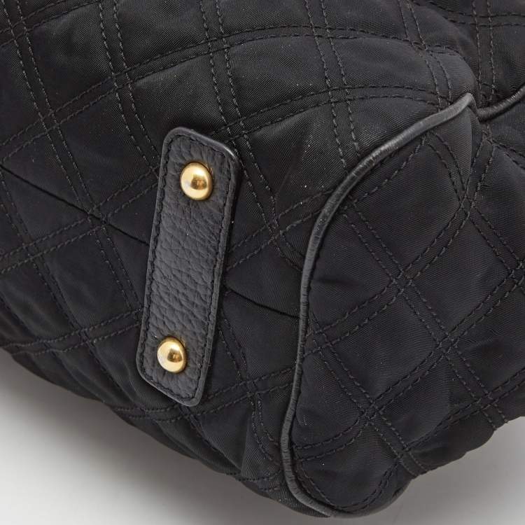 Pre Owned Marc Jacobs Black Quilted Nylon and Leather Stam Satchel