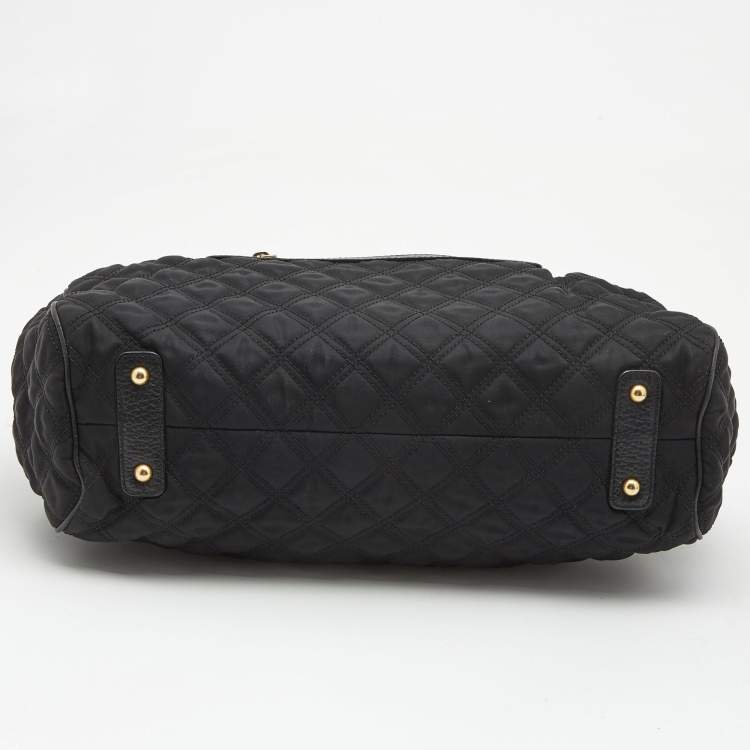 Pre Owned Marc Jacobs Black Quilted Nylon and Leather Stam Satchel