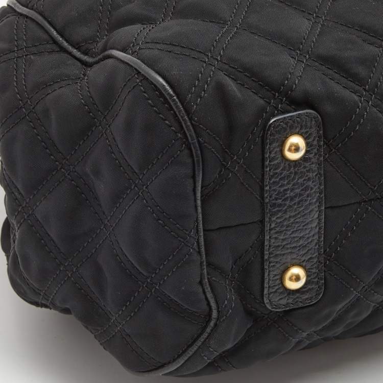 Pre Owned Marc Jacobs Black Quilted Nylon and Leather Stam Satchel
