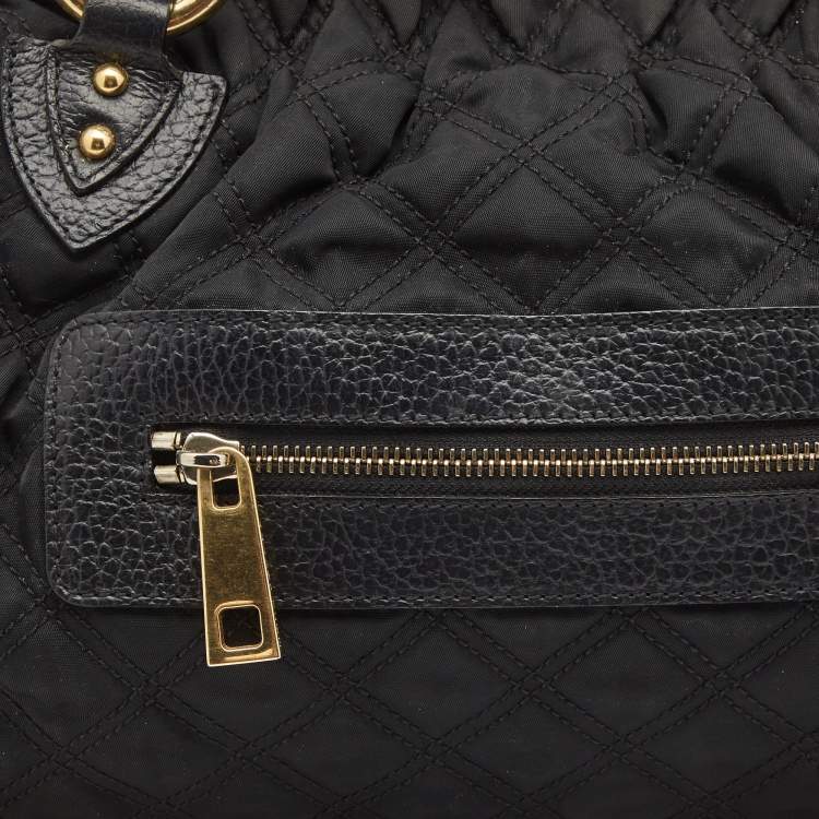 Pre Owned Marc Jacobs Black Quilted Nylon and Leather Stam Satchel