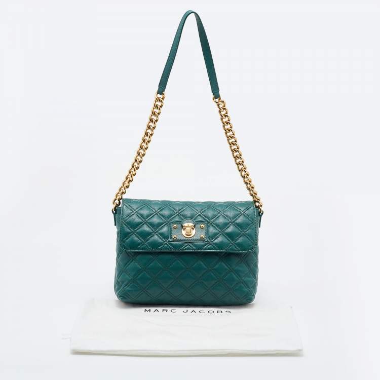 Pre Owned Marc Jacob Green Quilted Leather Flap Shoulder Bag