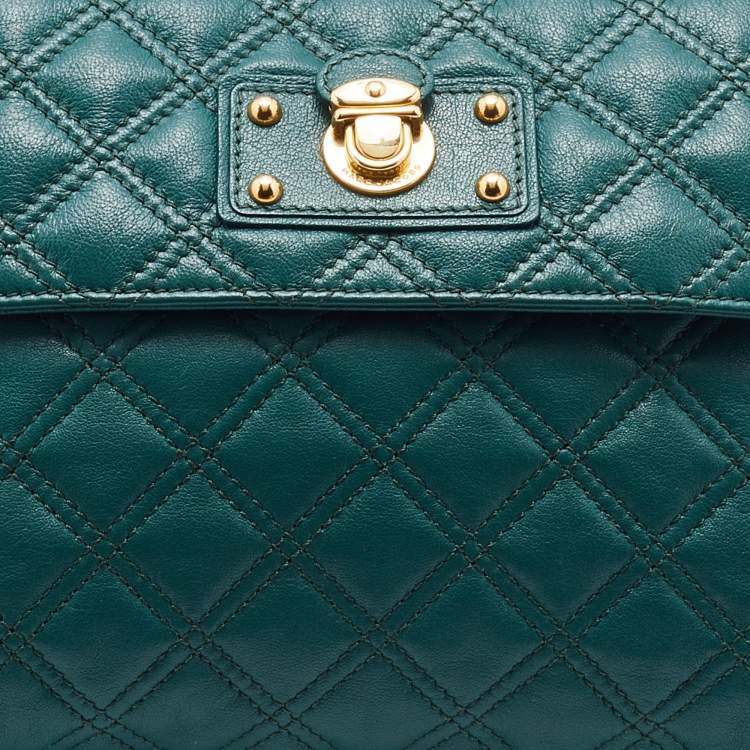 Pre Owned Marc Jacob Green Quilted Leather Flap Shoulder Bag