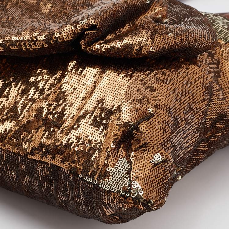 Pre Owned Marc Jacobs Gold/Brown Sequin and Leather Robert Duffy Hobo