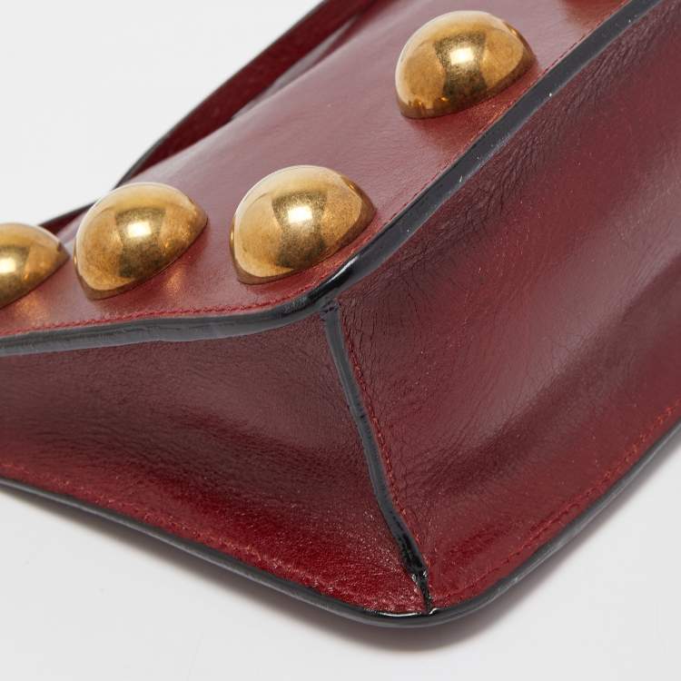 Pre Owned Marc Jacobs Dark Red Leather Studded Crossbody Bag