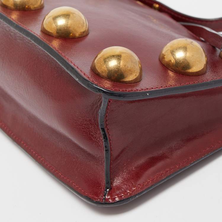 Pre Owned Marc Jacobs Dark Red Leather Studded Crossbody Bag
