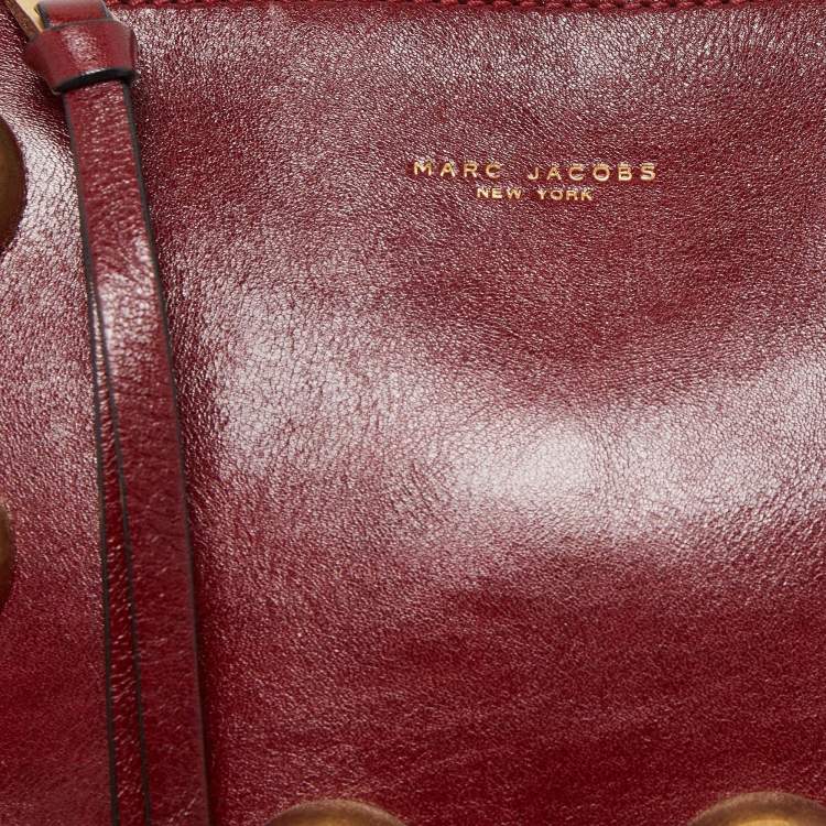 Pre Owned Marc Jacobs Dark Red Leather Studded Crossbody Bag