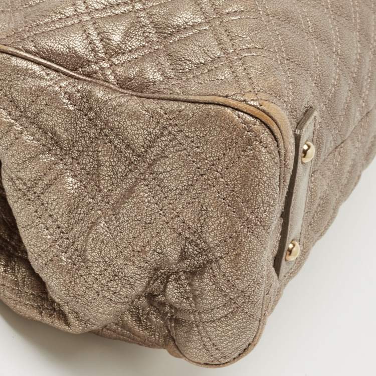 Pre Owned Marc Jacobs Metallic Bronze Quilted Leather Stam Satchel