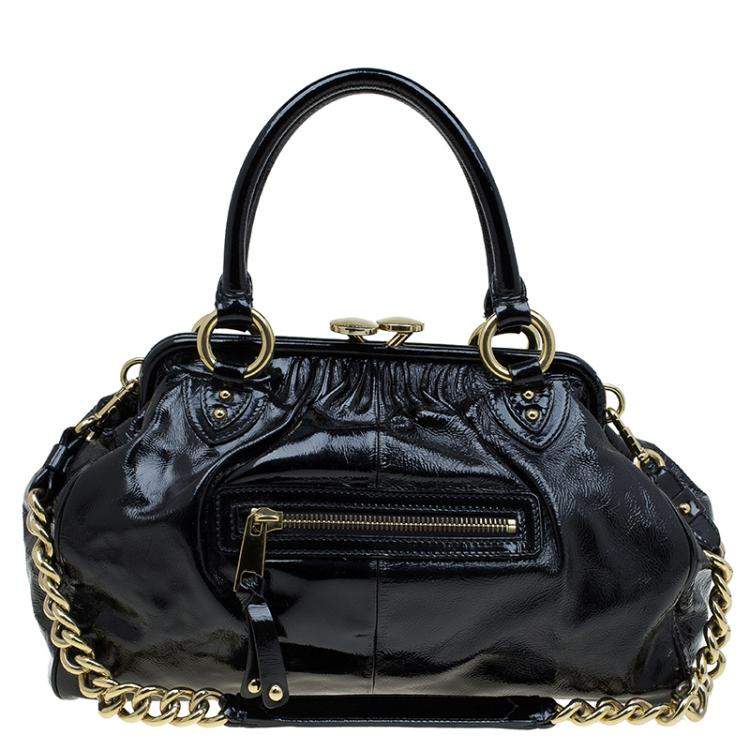 marc jacobs black patent leather handbag