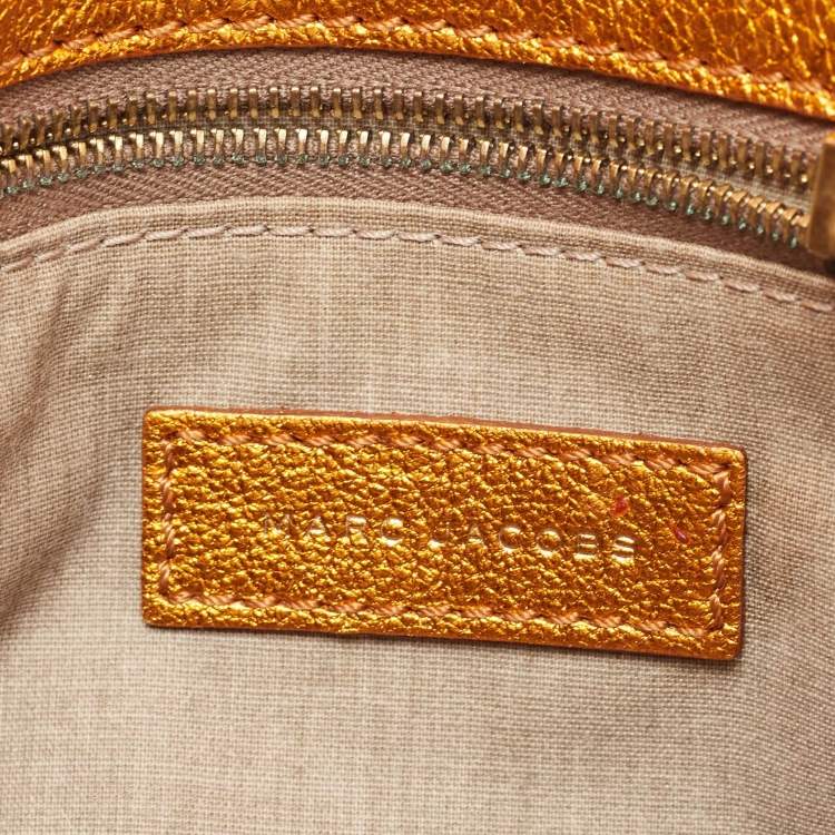 Pre Owned Marc Jacobs Metallic Orange Quilted Leather Eugenie Clutch