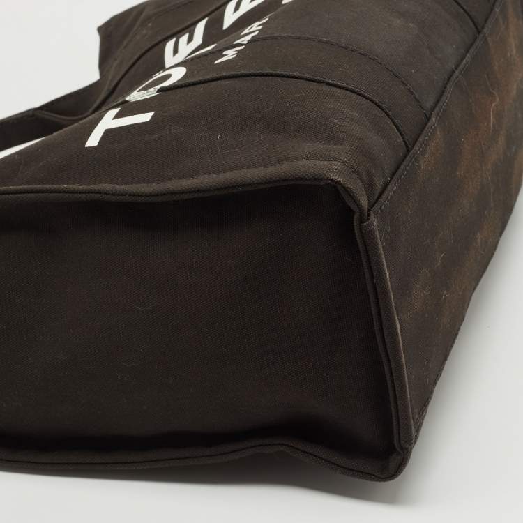 Pre Owned Marc Jacobs Black/White Canvas The Tote Logo Bag