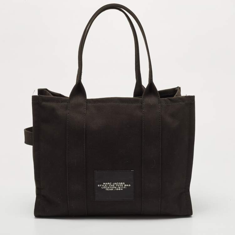 Pre Owned Marc Jacobs Black/White Canvas The Tote Logo Bag
