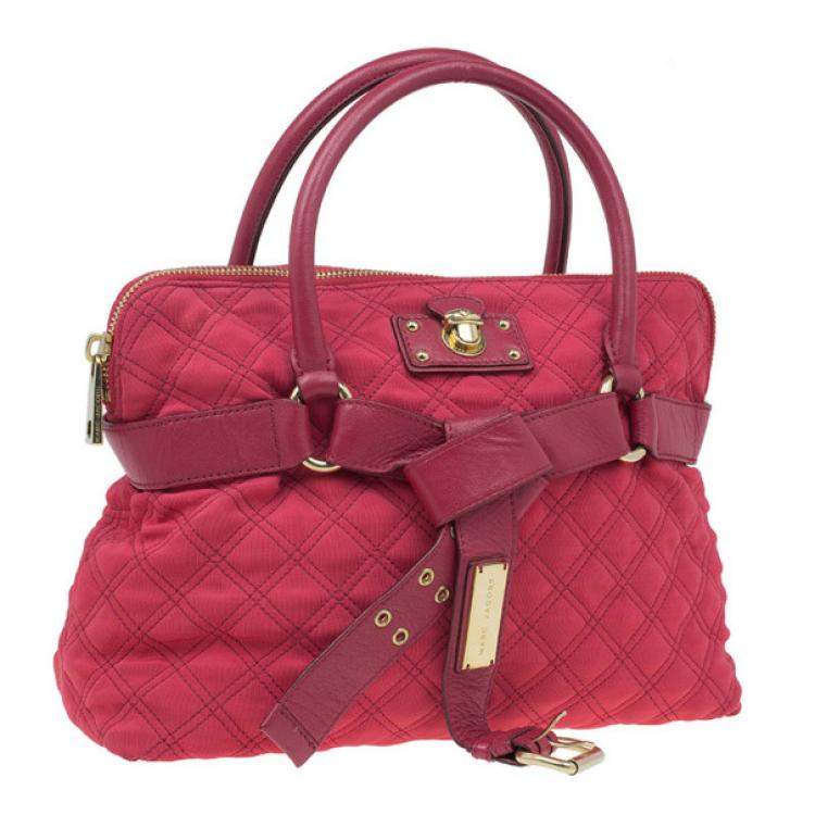 Pre Owned Marc Jacobs Red Quilted Jersey Bruna Bow Satchel