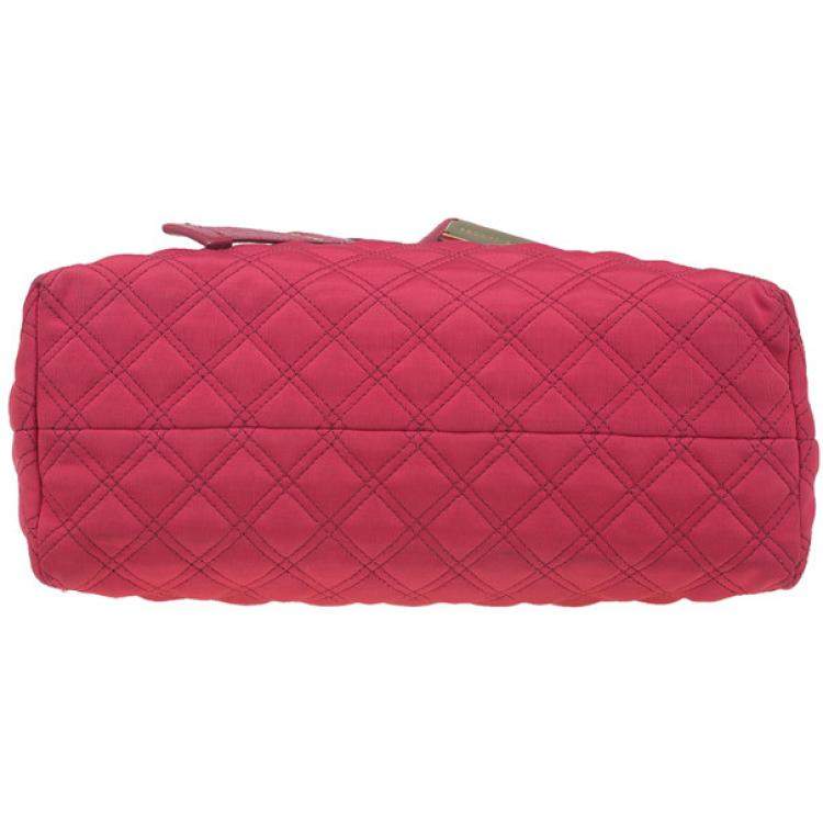 Pre Owned Marc Jacobs Red Quilted Jersey Bruna Bow Satchel