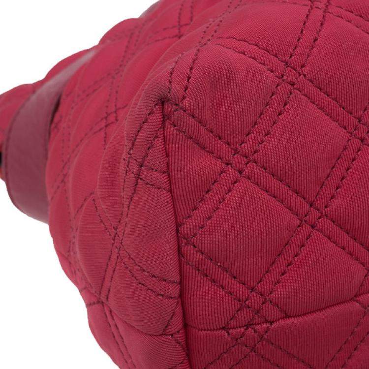 Pre Owned Marc Jacobs Red Quilted Jersey Bruna Bow Satchel