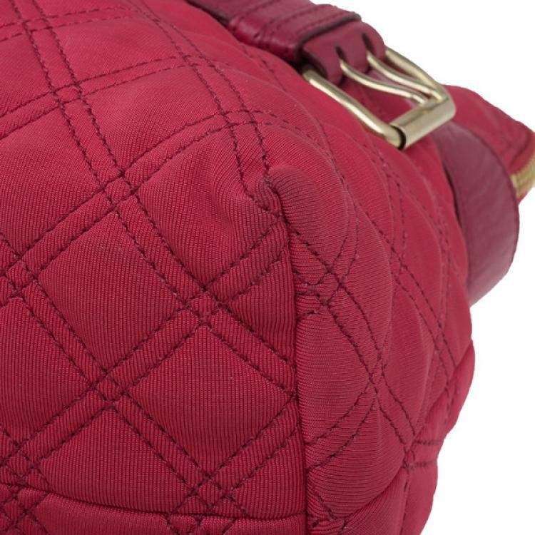Pre Owned Marc Jacobs Red Quilted Jersey Bruna Bow Satchel