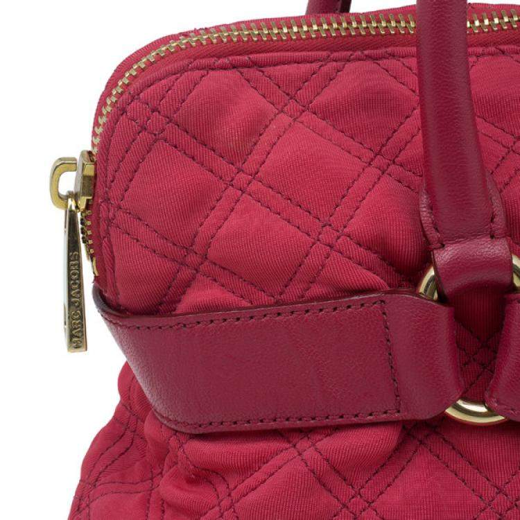 Pre Owned Marc Jacobs Red Quilted Jersey Bruna Bow Satchel