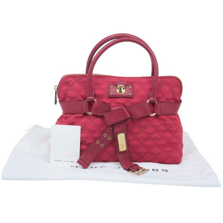 Pre Owned Marc Jacobs Red Quilted Jersey Bruna Bow Satchel