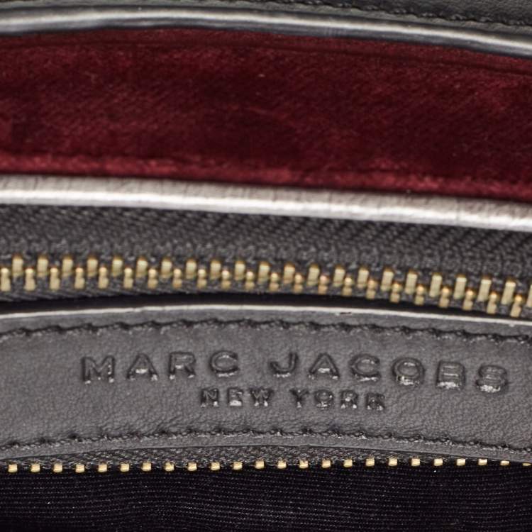 Pre Owned Marc Jacobs Black/Burgundy Velvet and Feather Snapshot Camera Crossbody Bag 