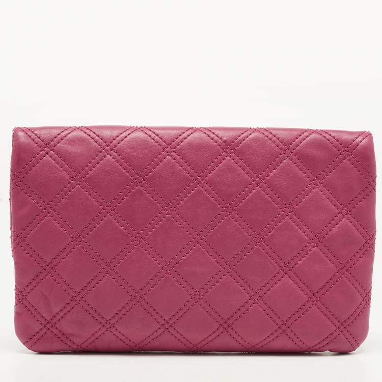 Pre Owned Marc Jacobs Dark Pink Quilted Leather Eugenie Clutch