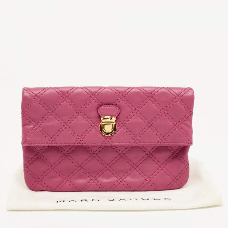 Pre Owned Marc Jacobs Dark Pink Quilted Leather Eugenie Clutch