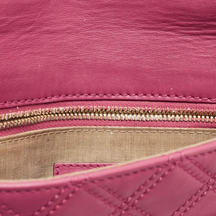 Pre Owned Marc Jacobs Dark Pink Quilted Leather Eugenie Clutch