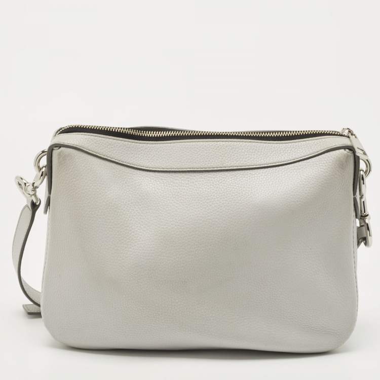 Pre Owned Marc Jacobs Light Grey Leather Lock That Messenger Bag