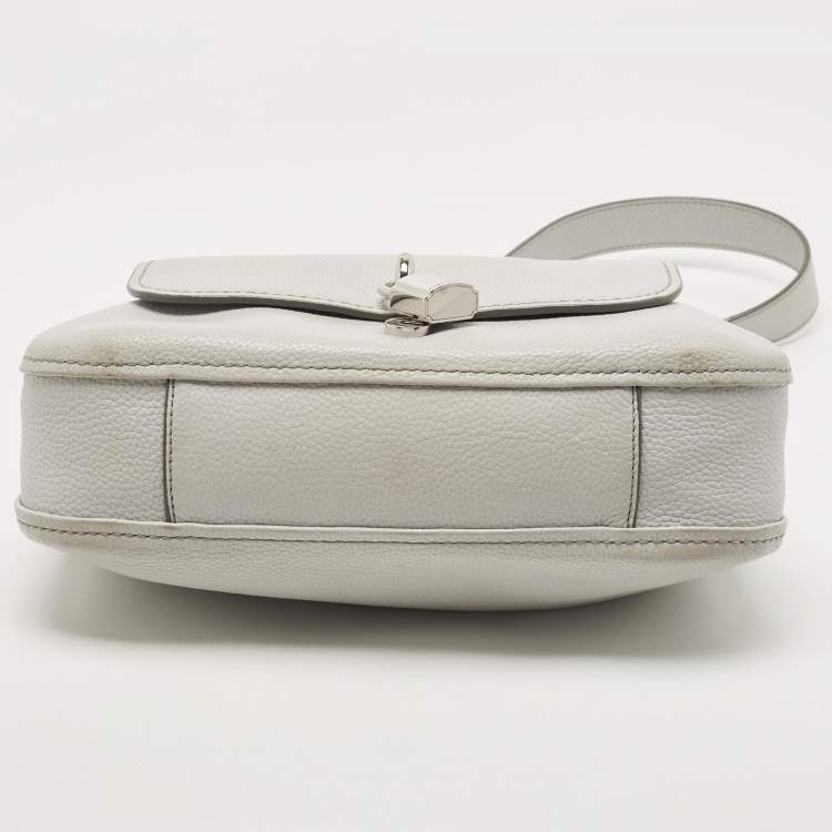 Pre Owned Marc Jacobs Light Grey Leather Lock That Messenger Bag