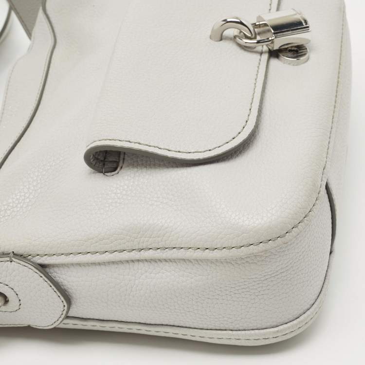 Pre Owned Marc Jacobs Light Grey Leather Lock That Messenger Bag
