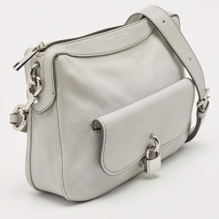 Pre Owned Marc Jacobs Light Grey Leather Lock That Messenger Bag