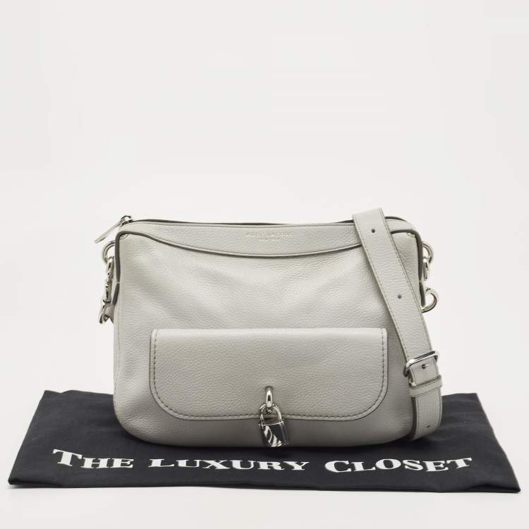 Pre Owned Marc Jacobs Light Grey Leather Lock That Messenger Bag