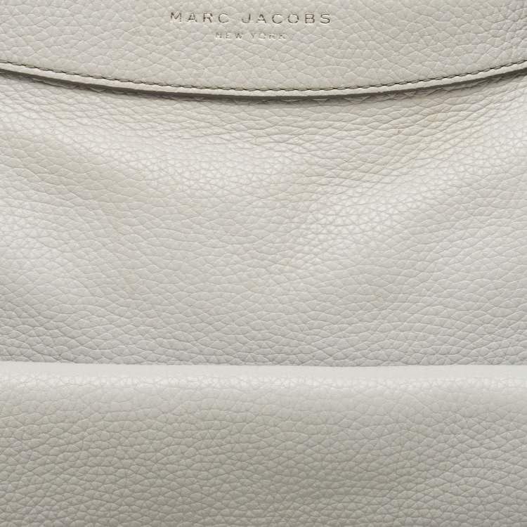 Pre Owned Marc Jacobs Light Grey Leather Lock That Messenger Bag