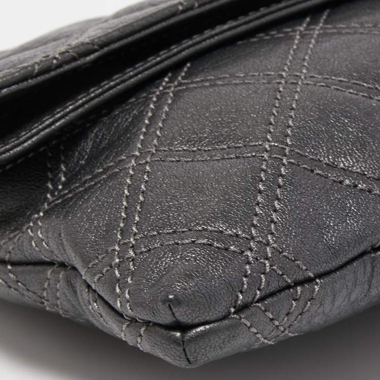 Pre Owned Marc Jacobs Dark Grey Quilted Leather Folded Clutch