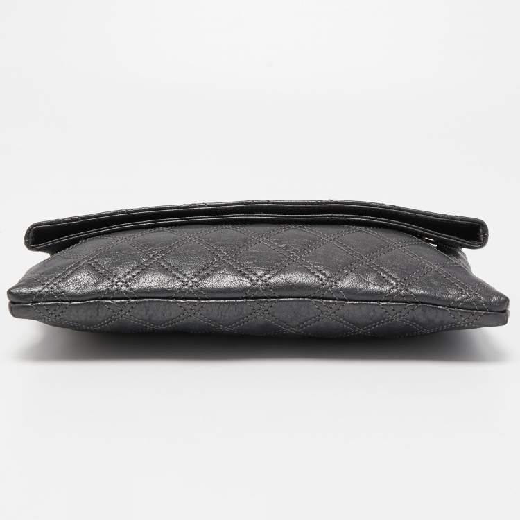 Pre Owned Marc Jacobs Dark Grey Quilted Leather Folded Clutch