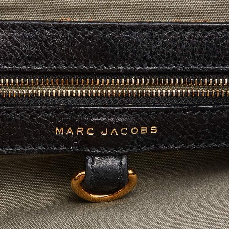 Pre Owned Marc Jacobs Black Snakeskin Embossed Leather Stam Satchel