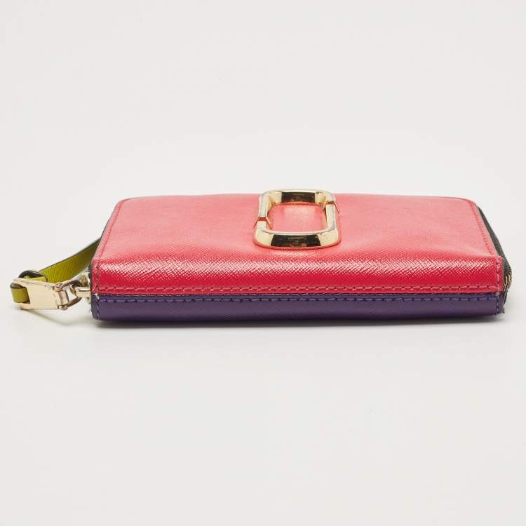 Pre Owned Marc Jacobs Pink/Purple Saffiano Leather Snapshot Compact Wallet